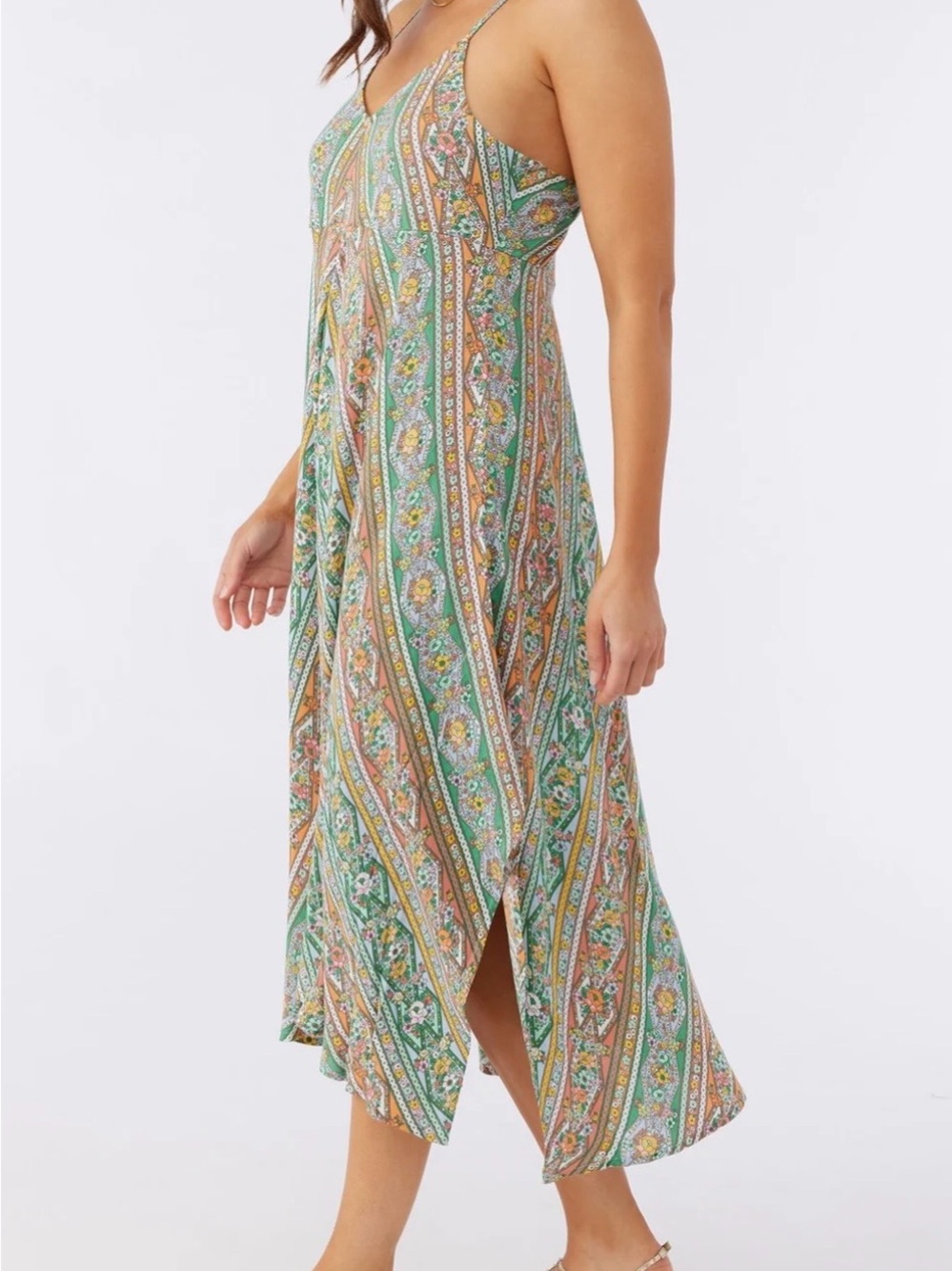 O’Neill Floral Handkerchief Hem Midi Dress Boho Surfer Style Coastal Size Small
